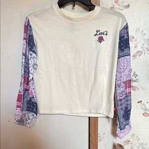 Levi's Cream Shirt with Patchwork Sleeves